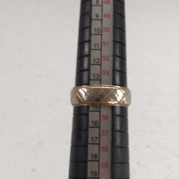 Vintage Checkered 10kt WG & YG Wedding Band - Picture 4 of 10